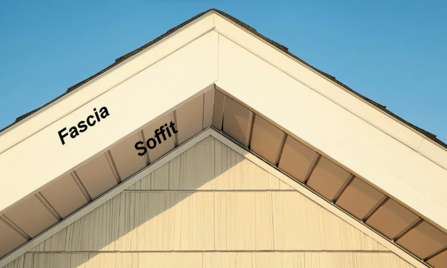 Soffit and Facia labeled on a residential home