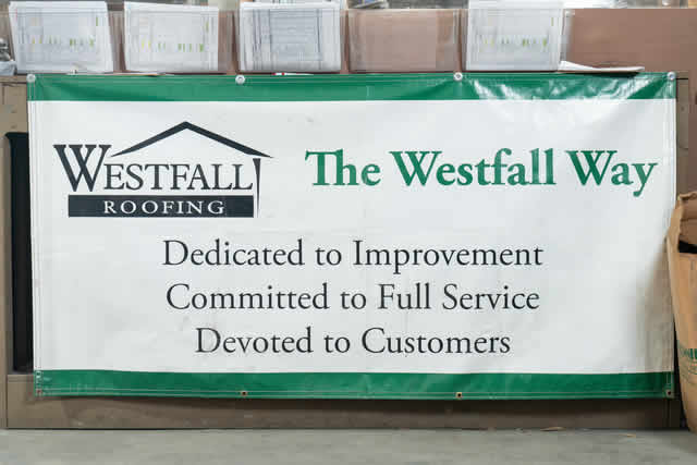 The Westfall Way Banner. Dedicated to Improvement. Committed to Full Service. Devoted to Customers.